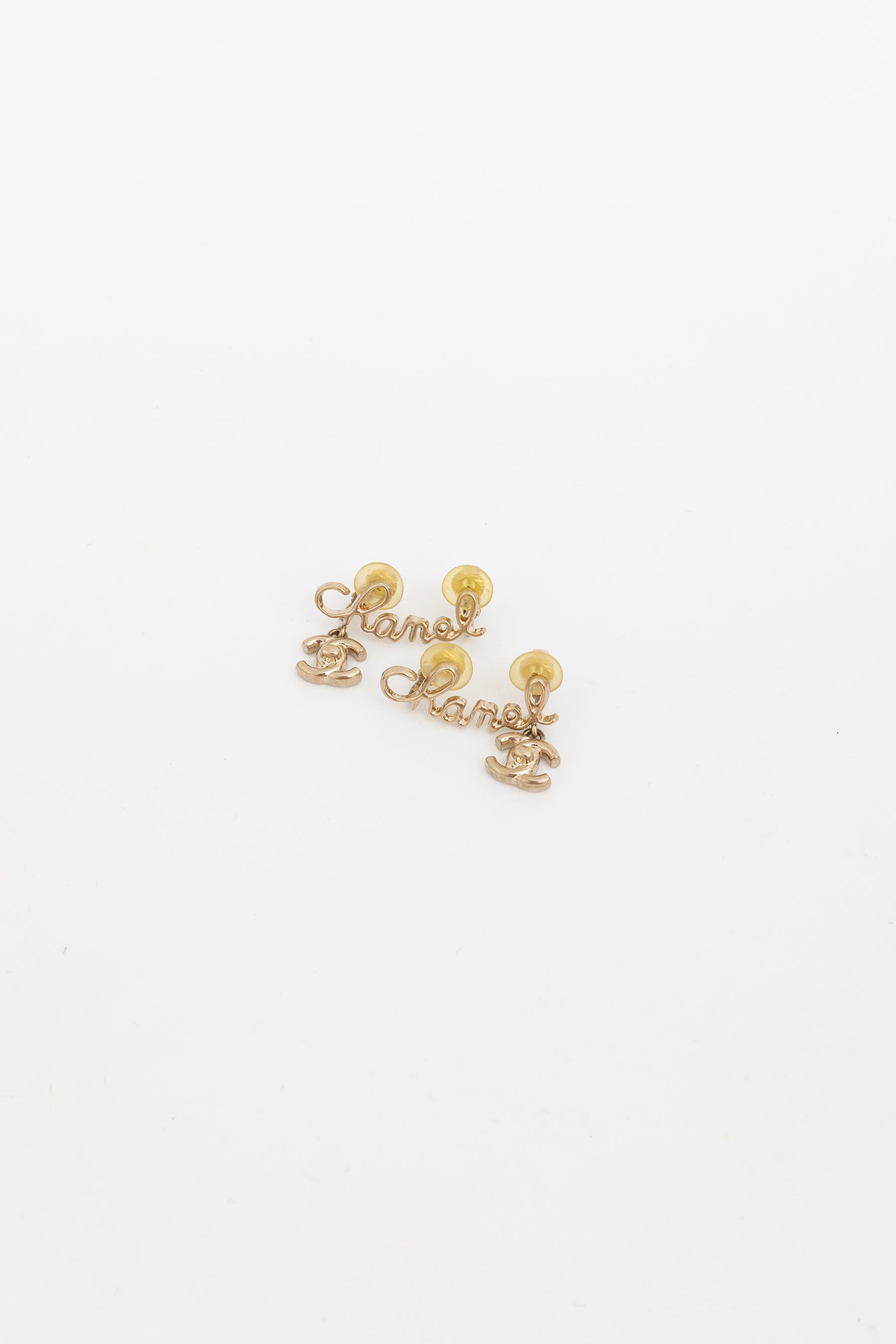 Signature and CC Logo Drop Clip-On Earrings