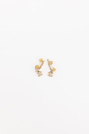 Signature and CC Logo Drop Clip-On Earrings