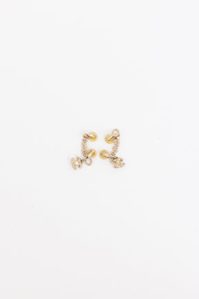 Signature and CC Logo Drop Clip-On Earrings