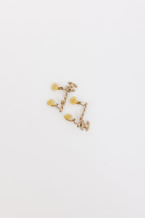 Signature and CC Logo Drop Clip-On Earrings