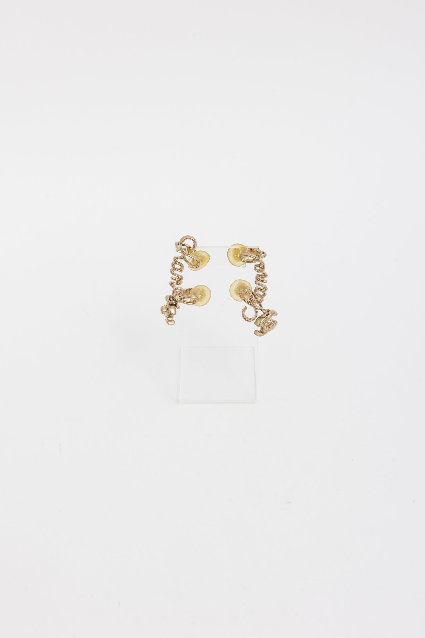 Signature and CC Logo Drop Clip-On Earrings