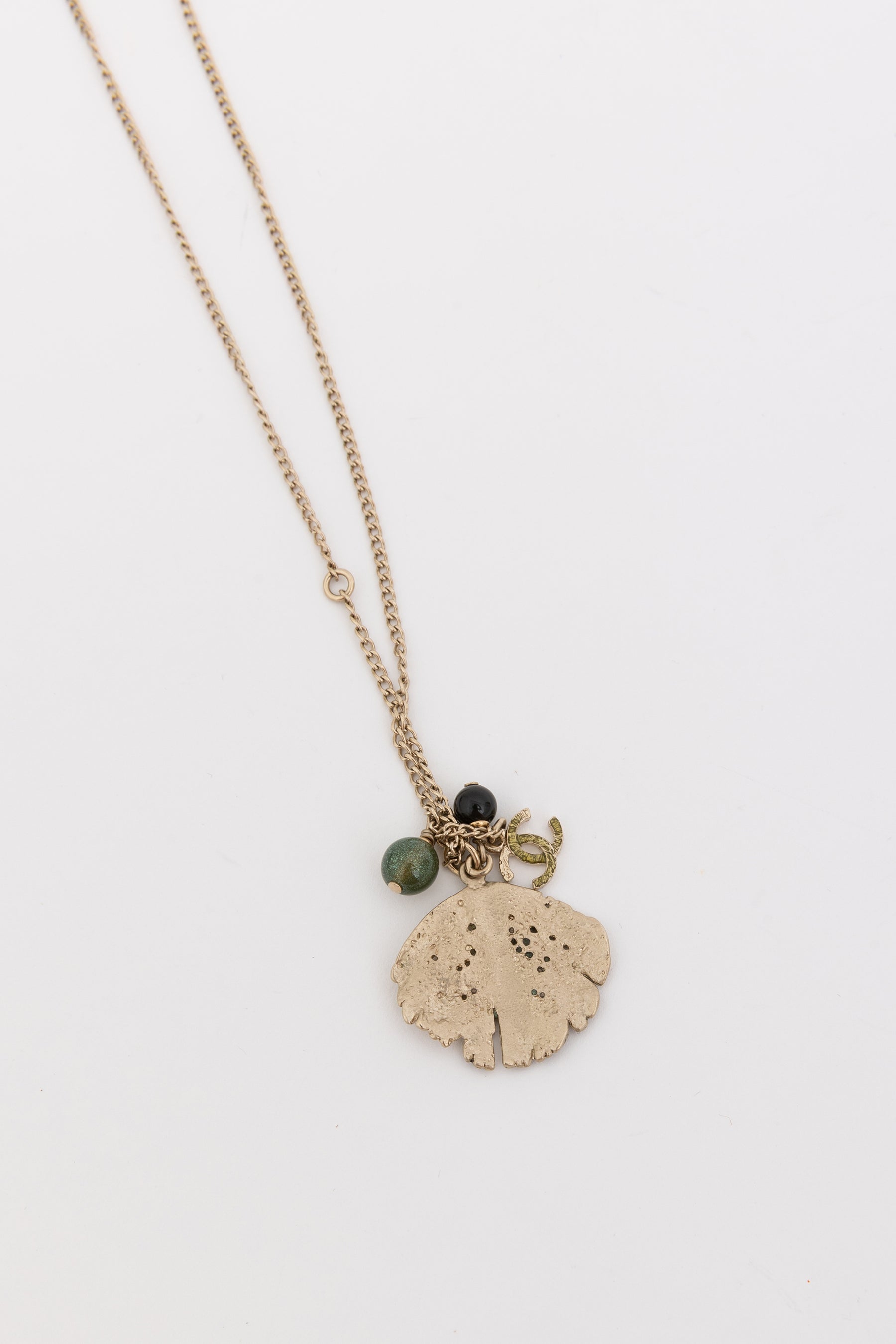 Vintage Logo Leaf Pendant Necklace