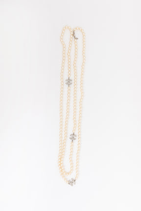 Faux Pearl Sautoir Logo Necklace