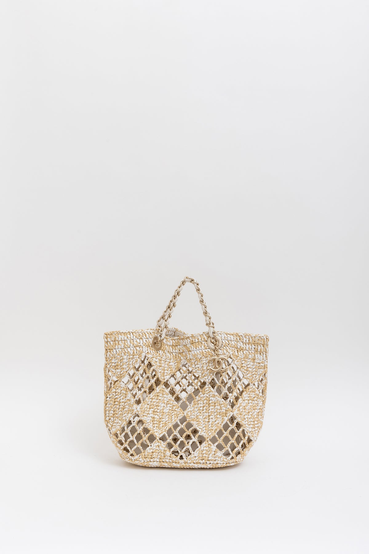 Beige Raffia Tote Bag