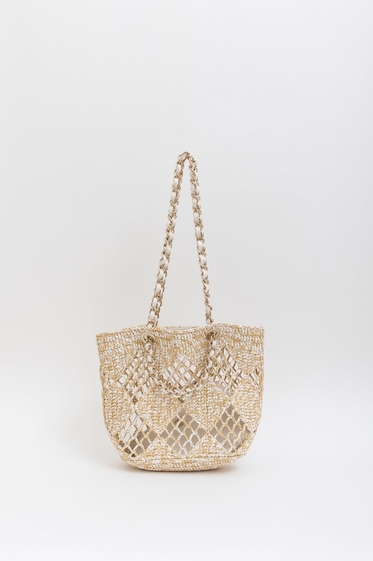 Beige Raffia Tote Bag