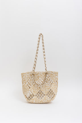 Beige Raffia Tote Bag