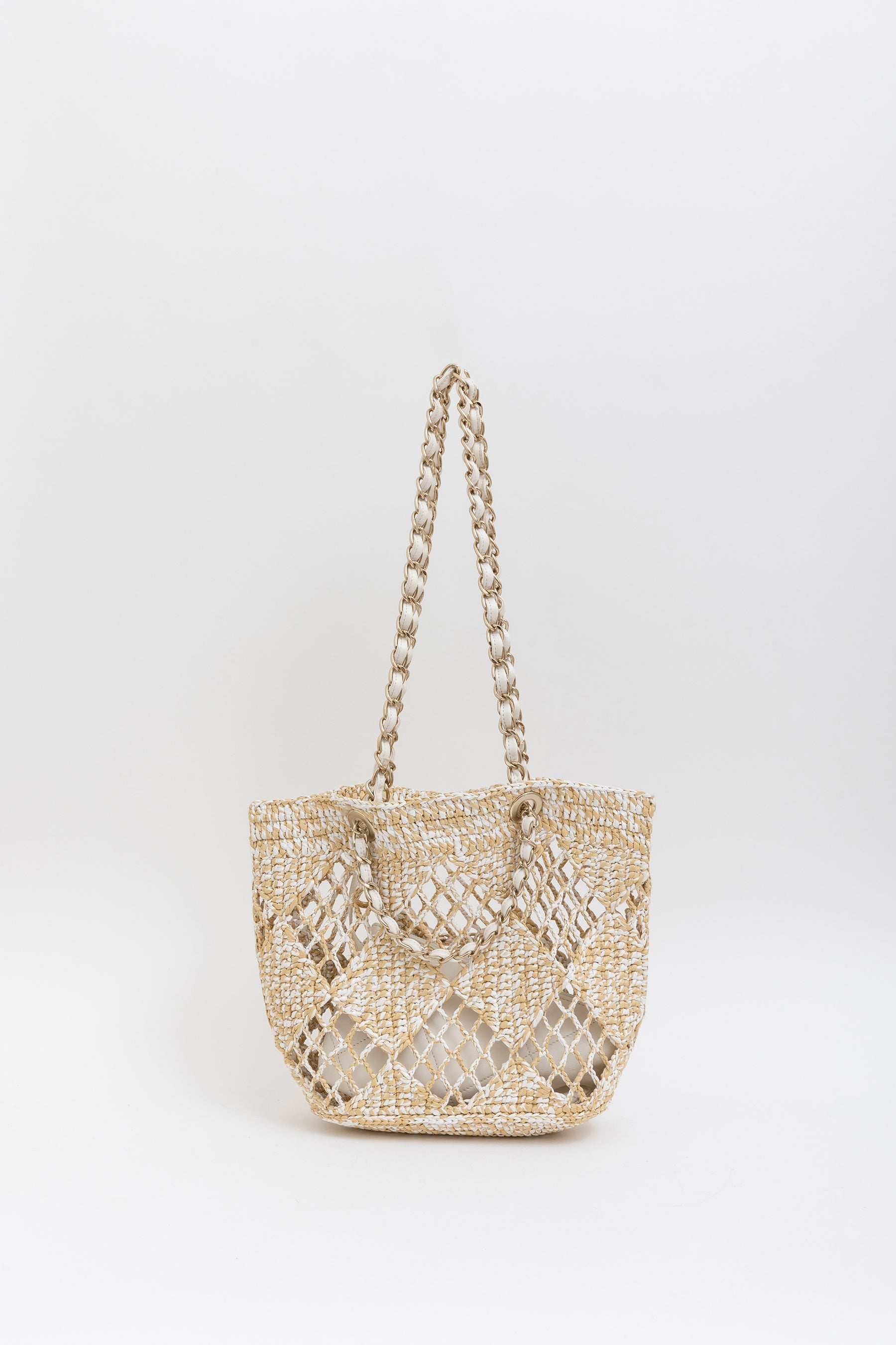 Beige Raffia Tote Bag