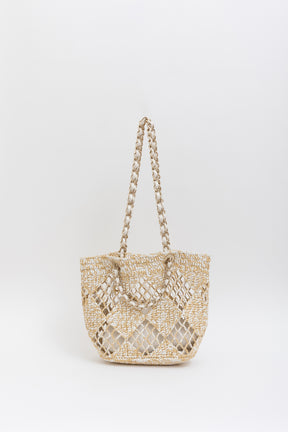 Beige Raffia Tote Bag