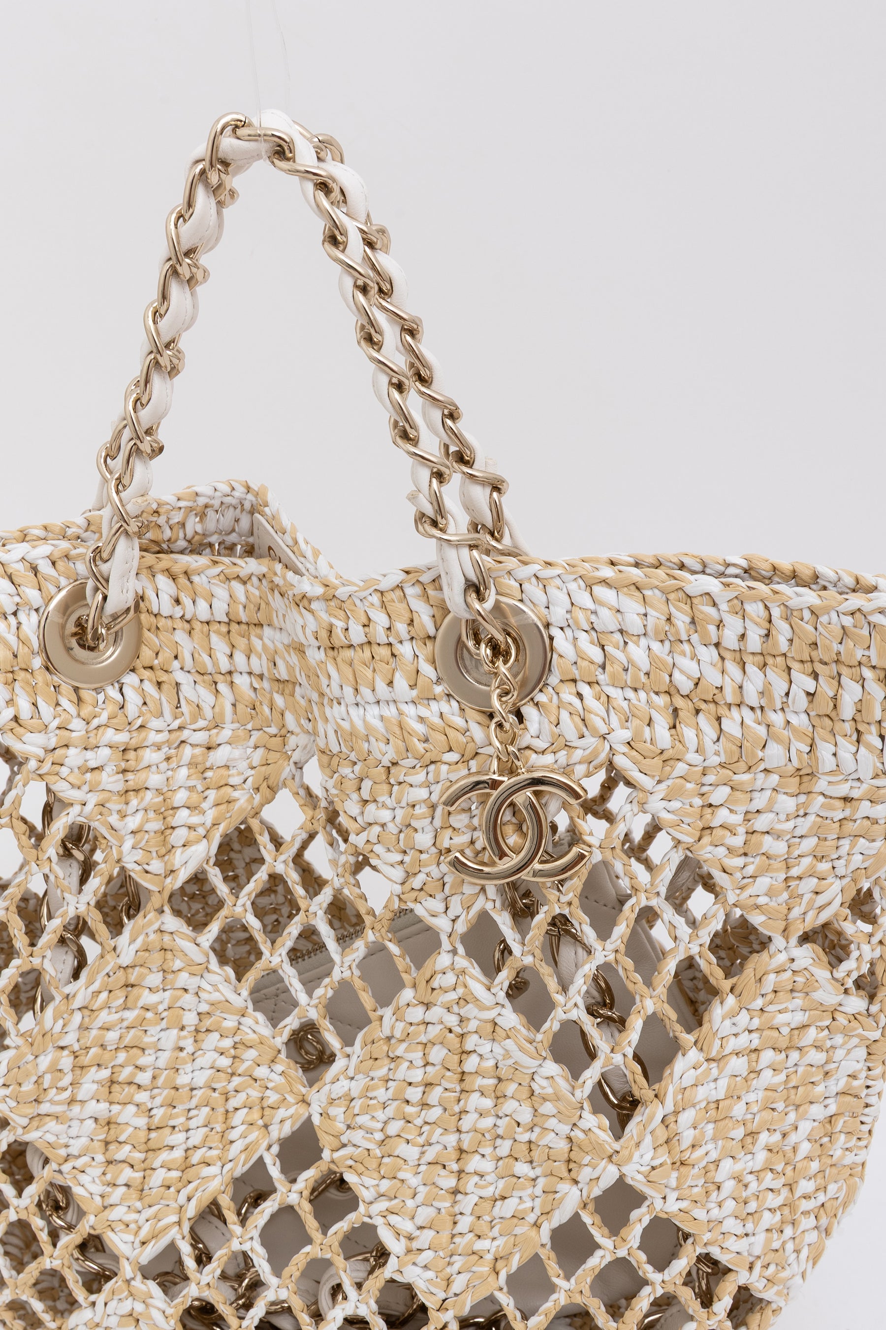 Beige Raffia Tote Bag