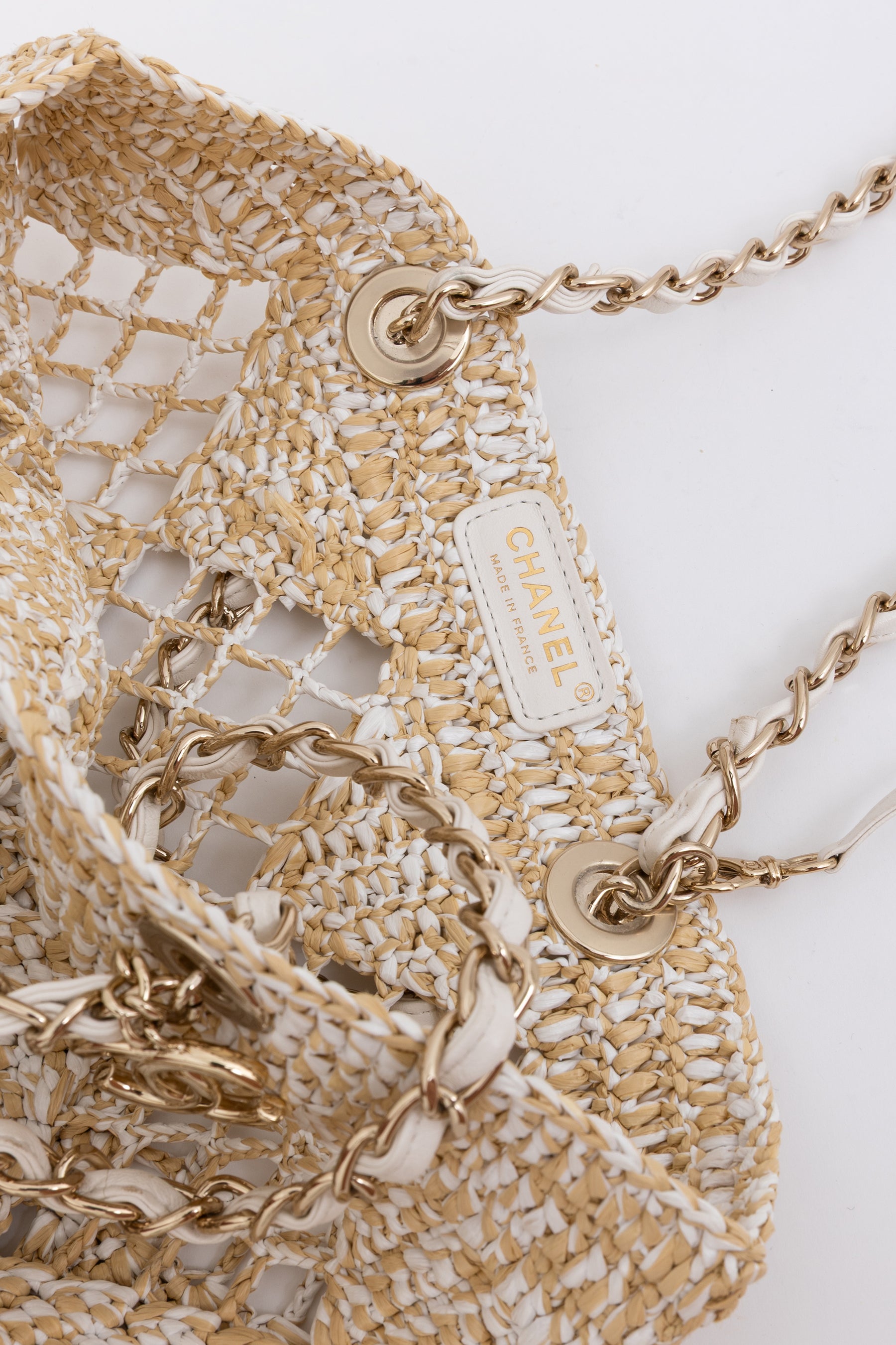 Beige Raffia Tote Bag