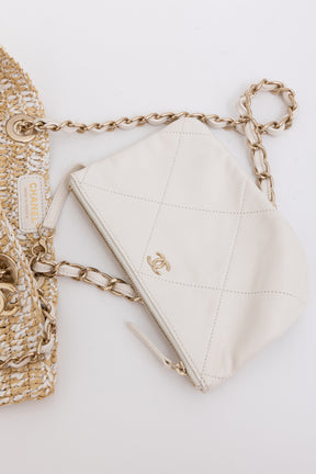 Beige Raffia Tote Bag