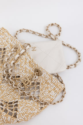 Beige Raffia Tote Bag