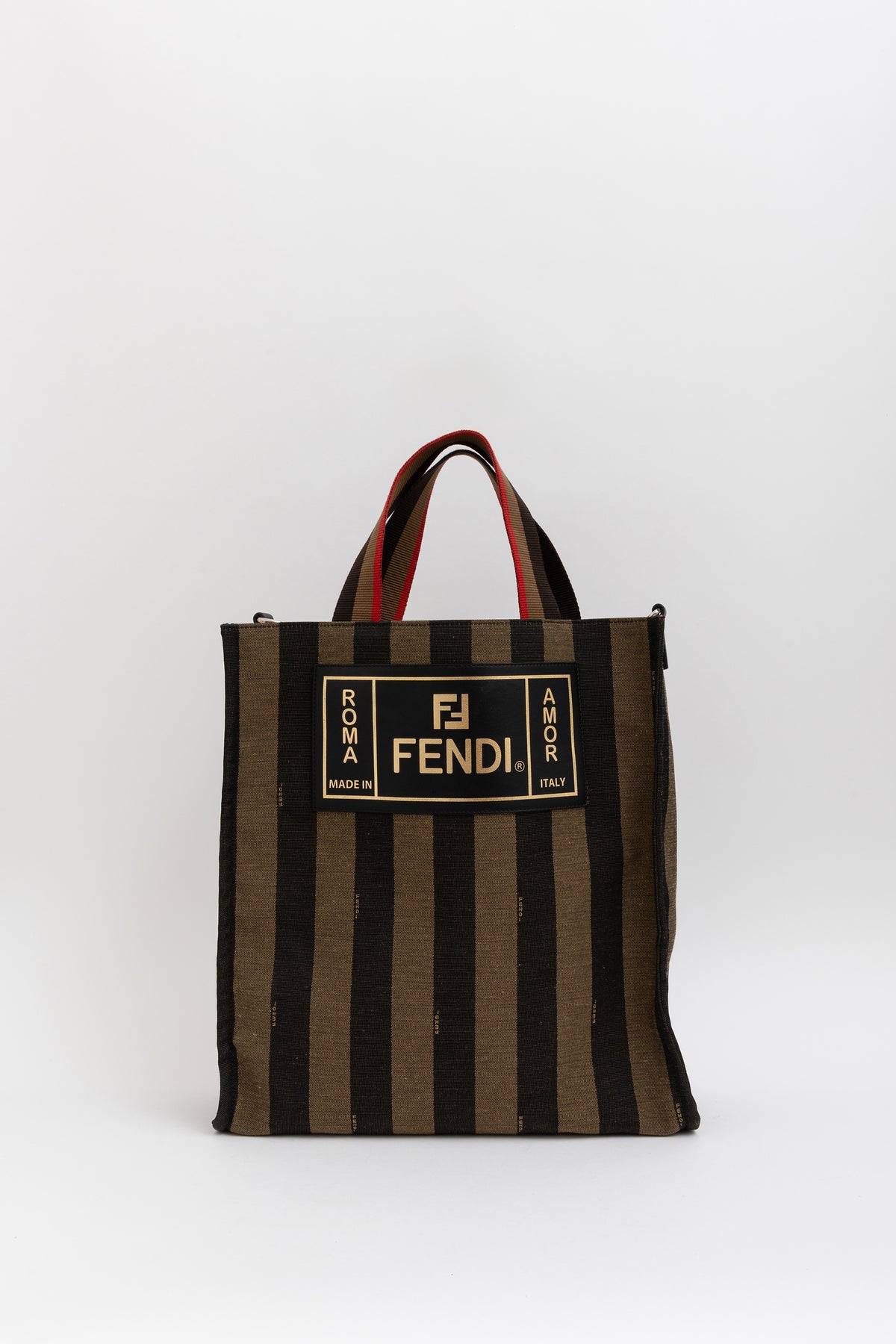 Striped Canvas Shopper Tote Bag