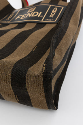 Striped Canvas Shopper Tote Bag