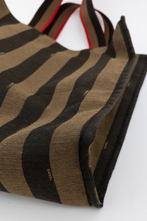 Striped Canvas Shopper Tote Bag