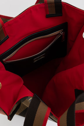 Striped Canvas Shopper Tote Bag