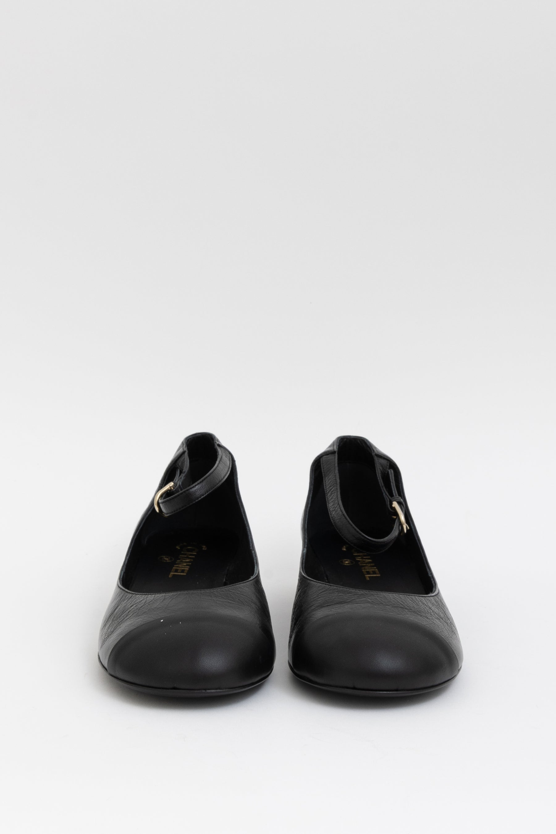 Crumpled Calfskin Mary Jane Ballet Flats