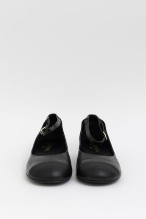 Crumpled Calfskin Mary Jane Ballet Flats