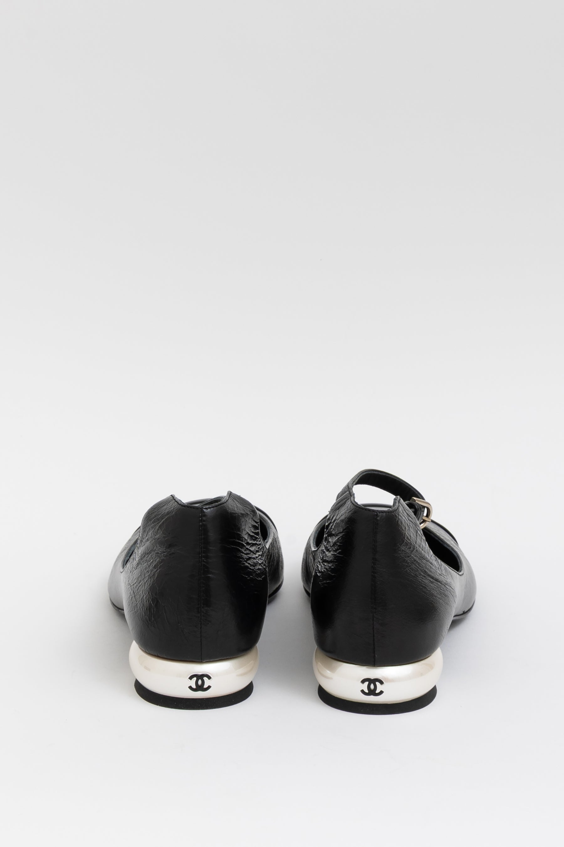 Crumpled Calfskin Mary Jane Ballet Flats