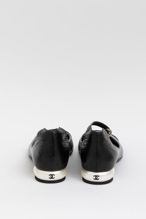 Crumpled Calfskin Mary Jane Ballet Flats