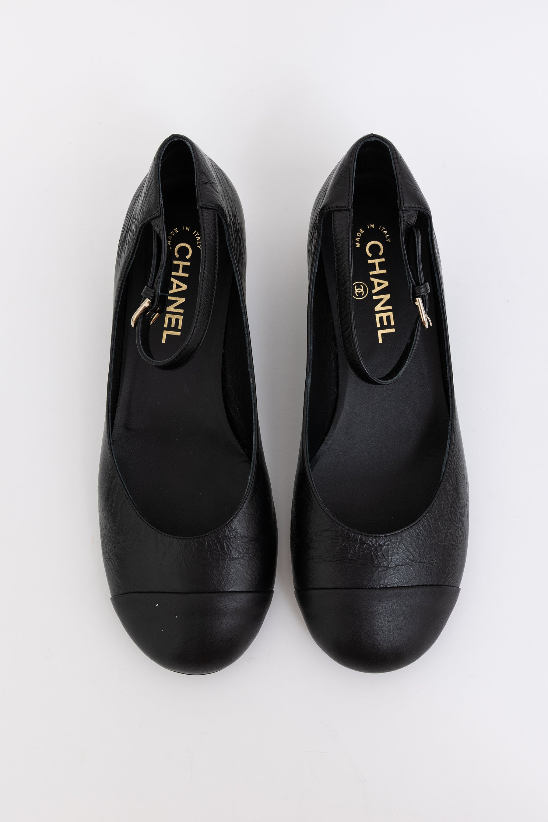 Crumpled Calfskin Mary Jane Ballet Flats