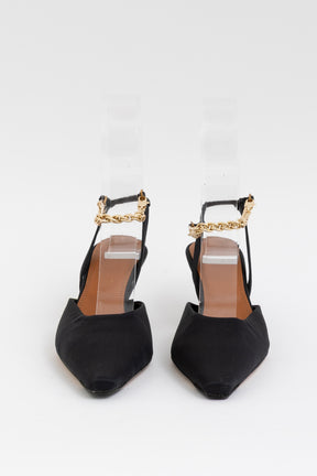 Julius Pointed Satin Slingback Heels