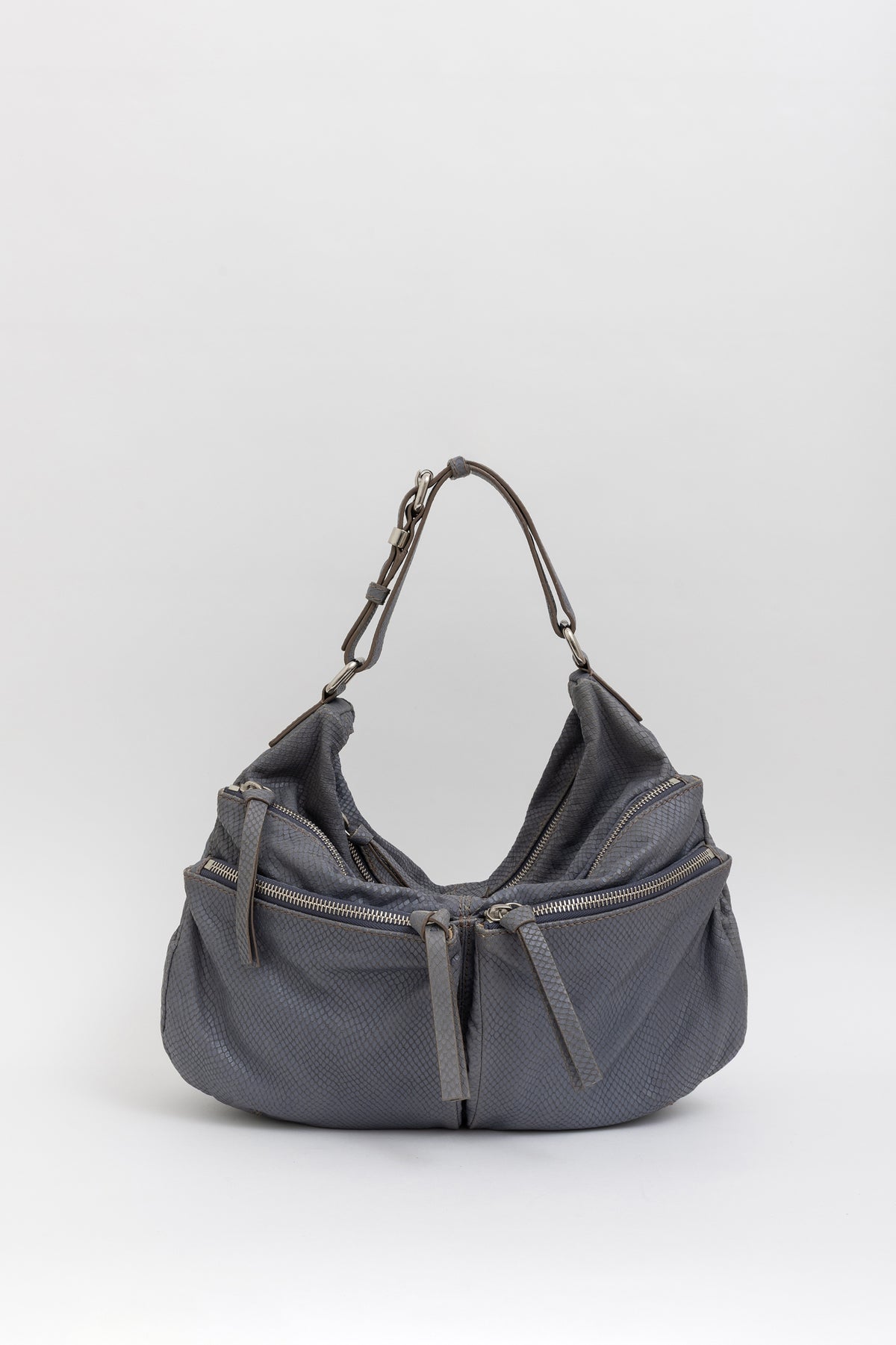 Python Embossed Medium Hobo Bag