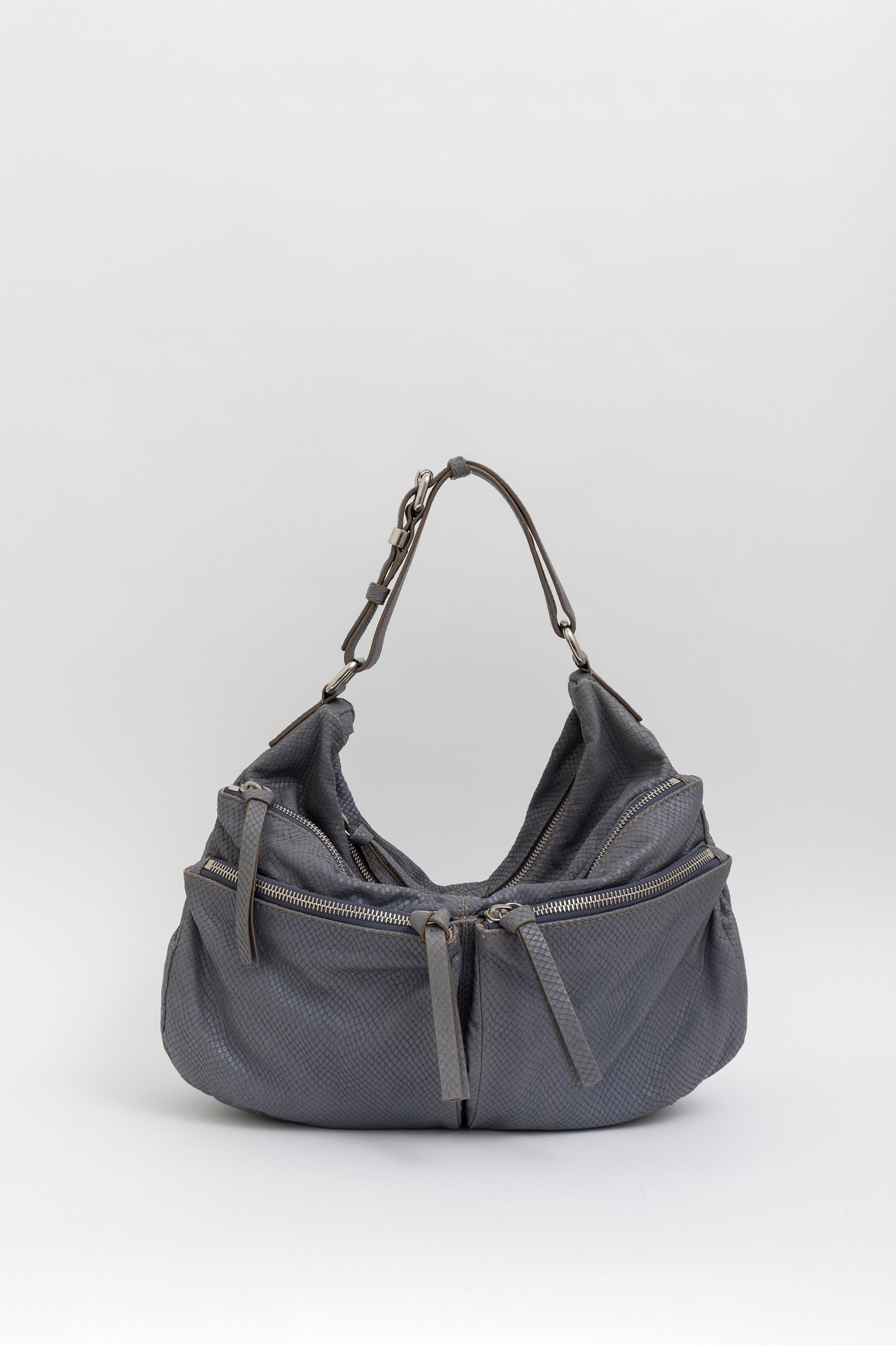 Python Embossed Medium Hobo Bag