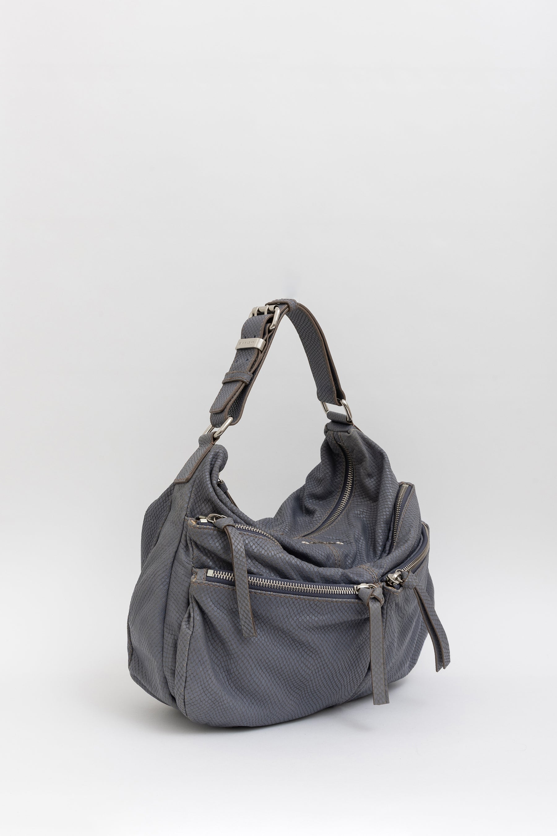 Python Embossed Medium Hobo Bag