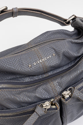 Python Embossed Medium Hobo Bag