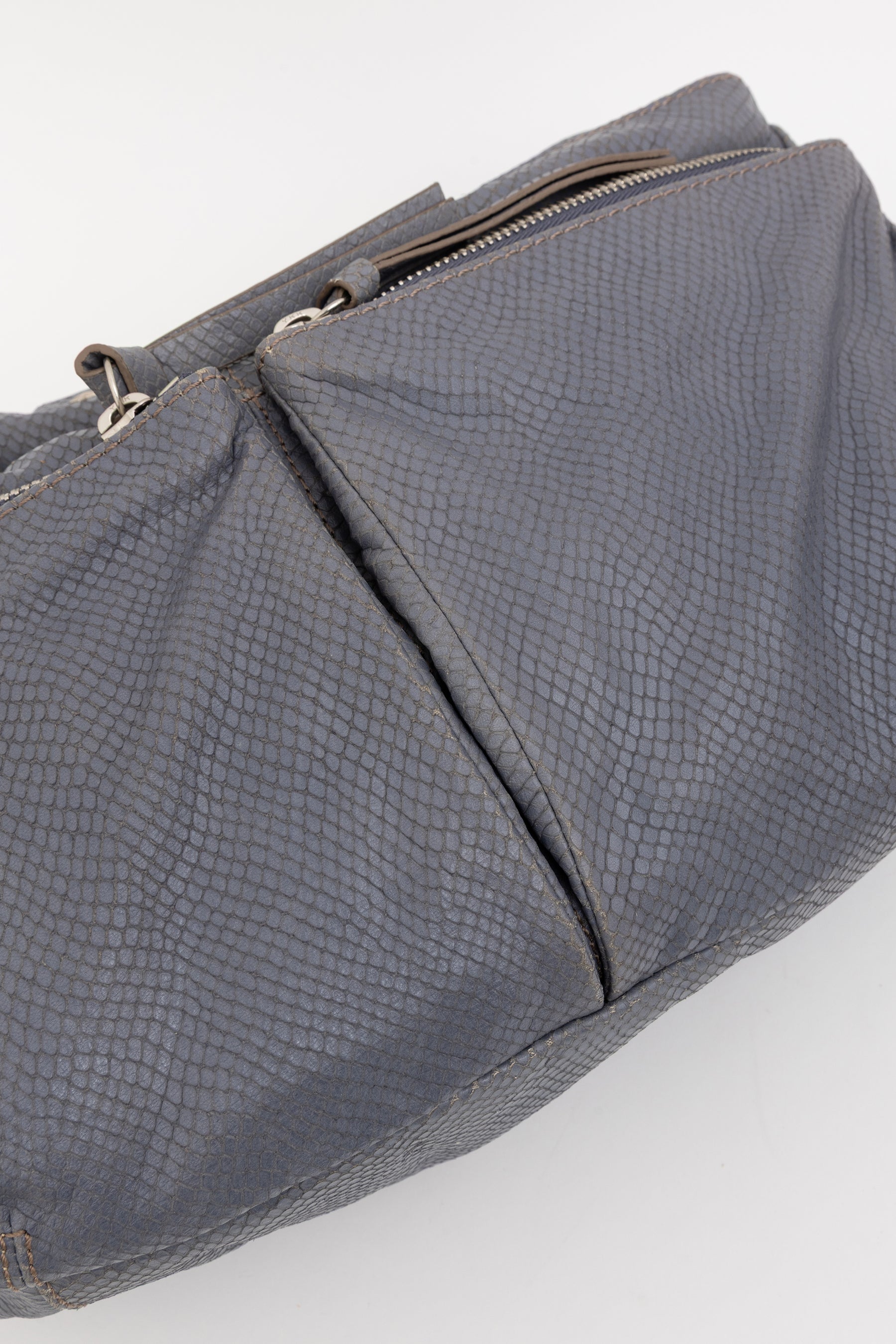 Python Embossed Medium Hobo Bag