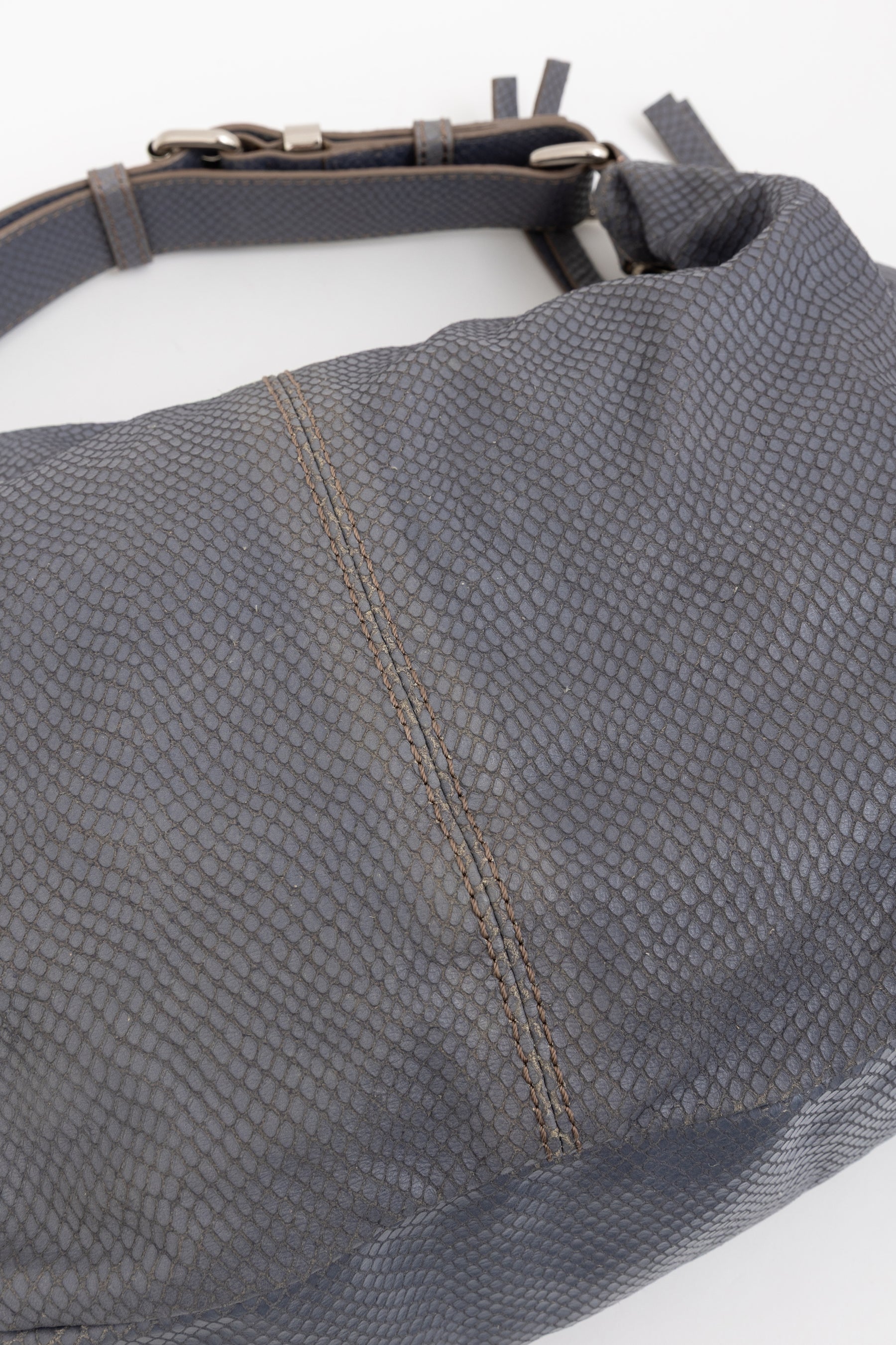 Python Embossed Medium Hobo Bag