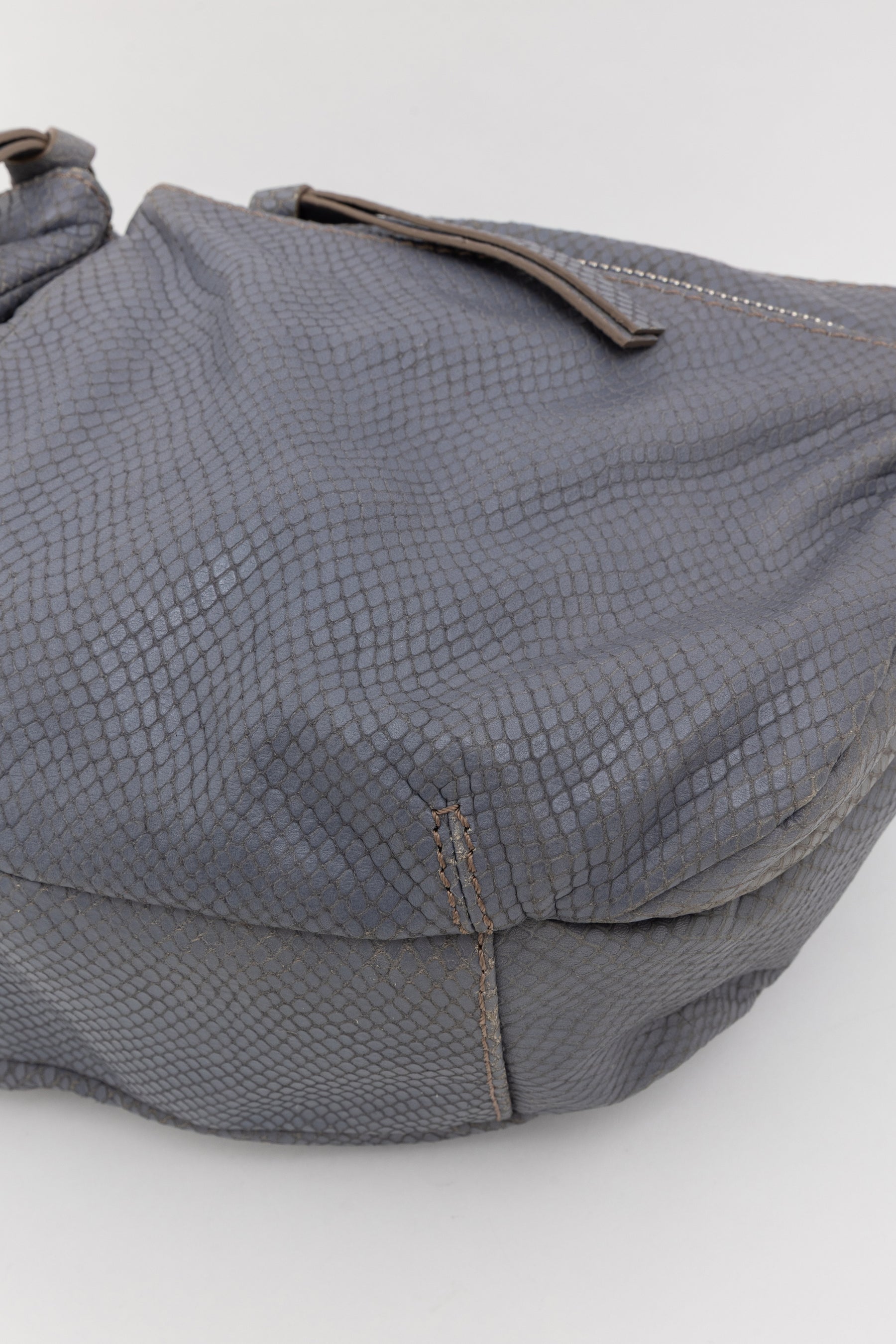 Python Embossed Medium Hobo Bag