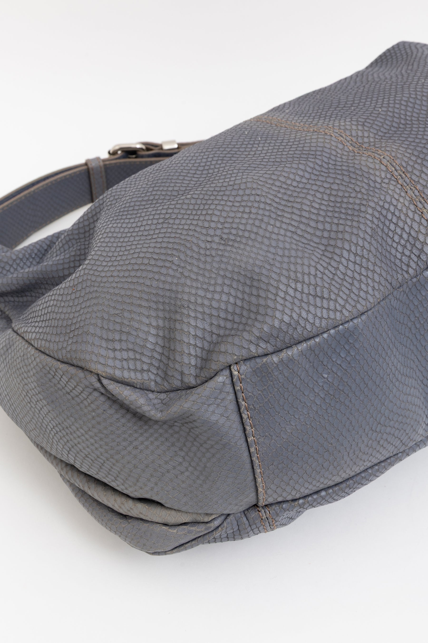 Python Embossed Medium Hobo Bag