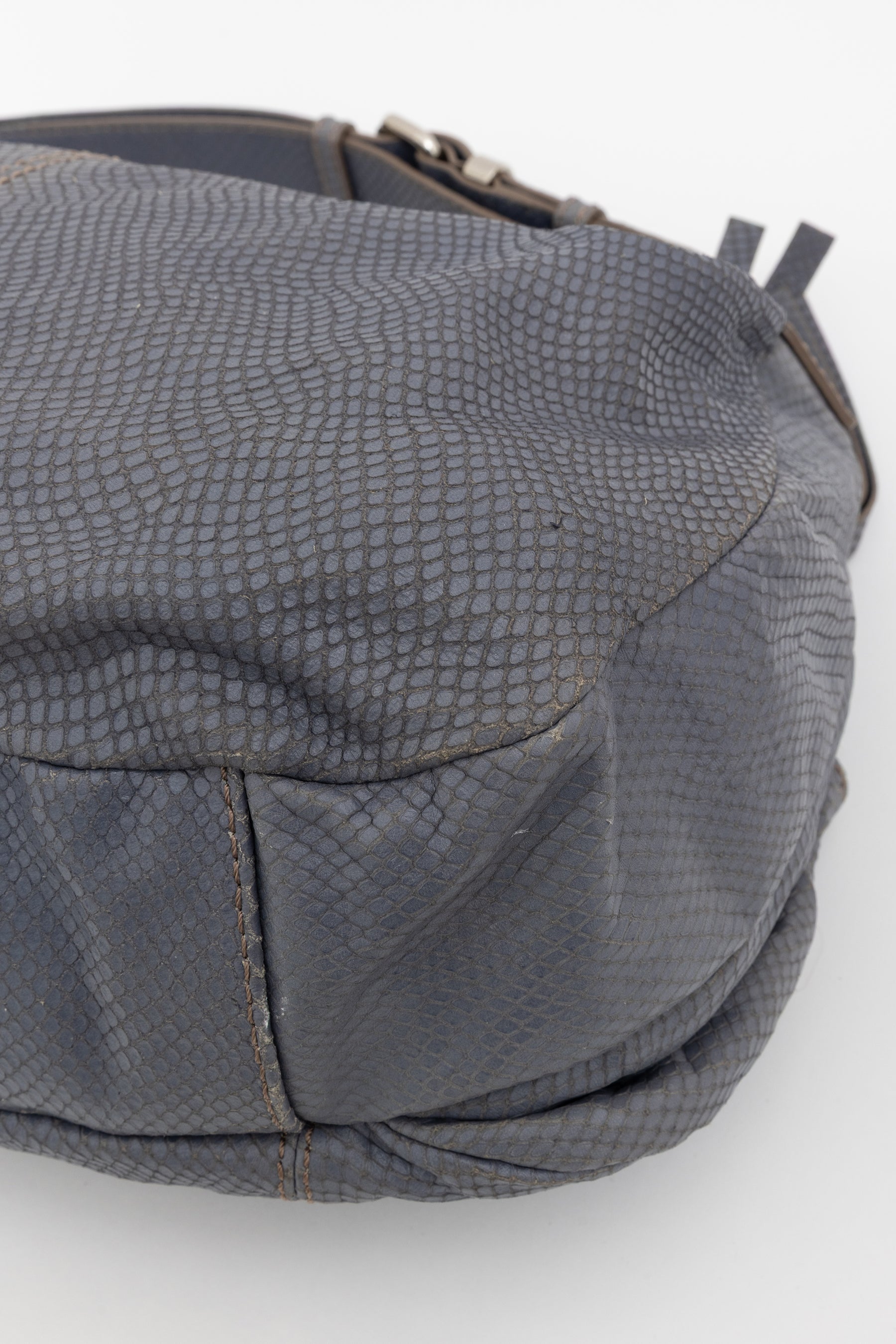 Python Embossed Medium Hobo Bag