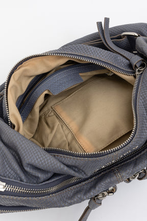 Python Embossed Medium Hobo Bag