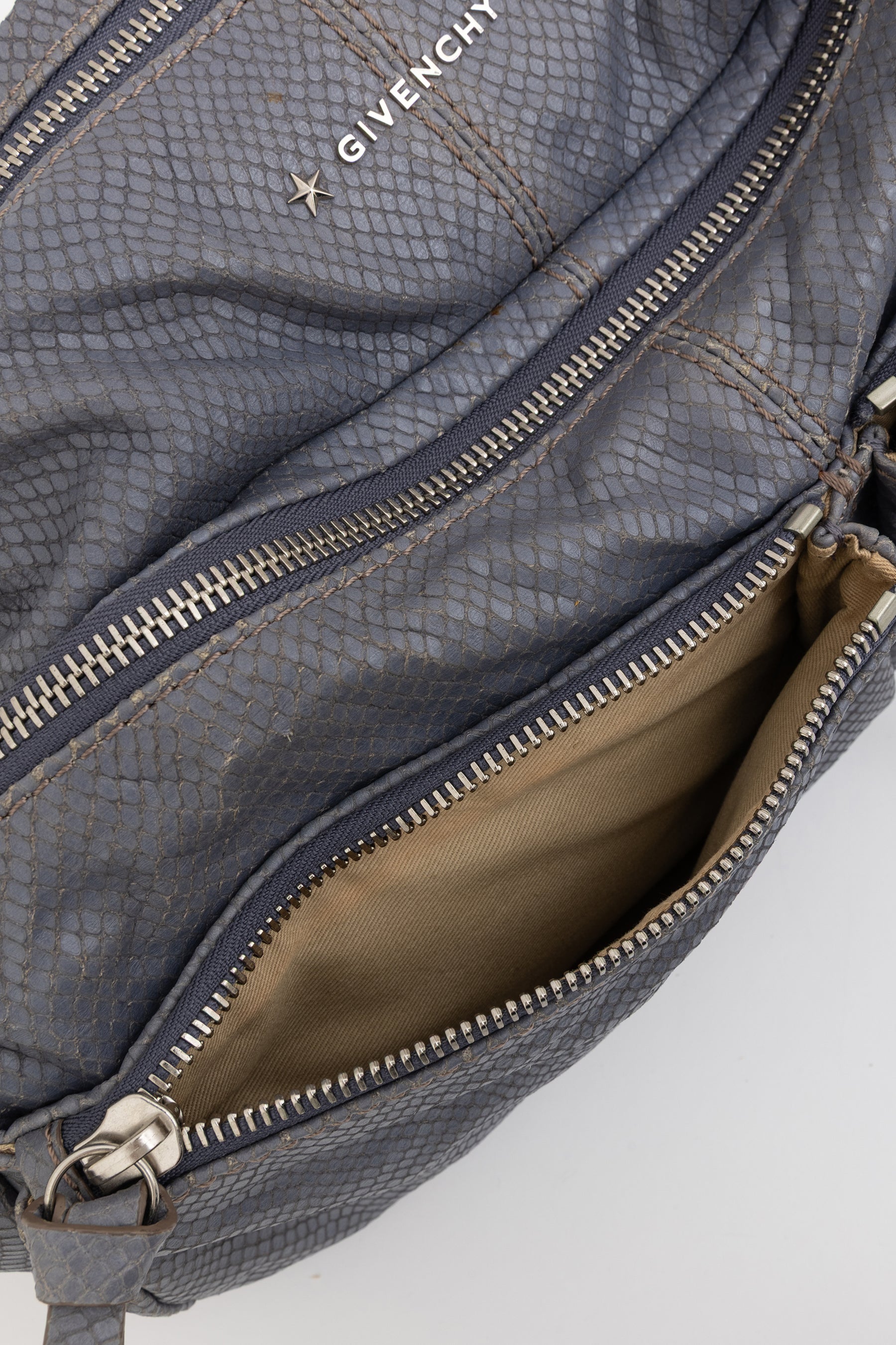 Python Embossed Medium Hobo Bag