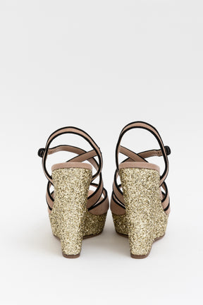 Glitter Wedge Sandals