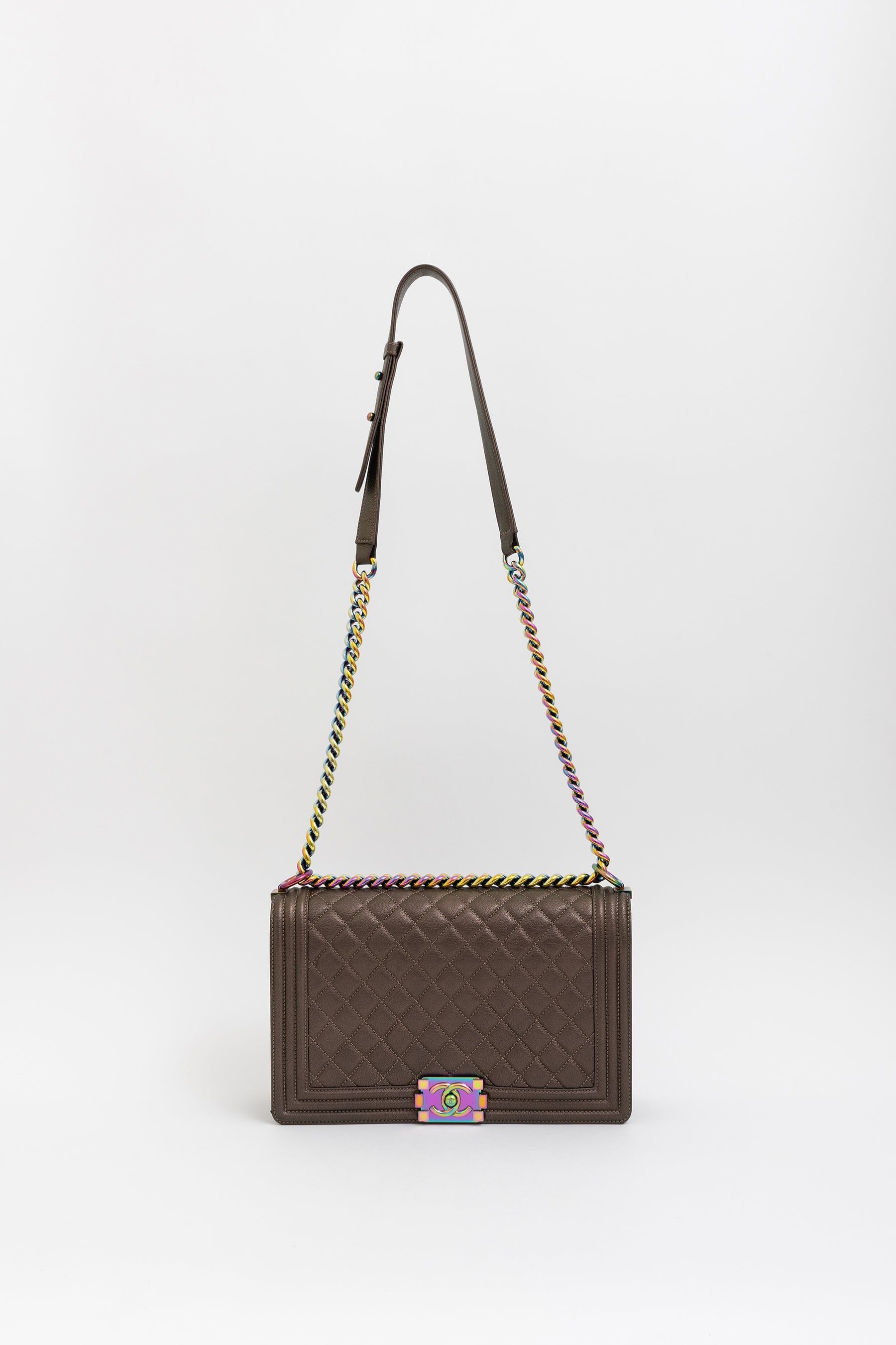 Medium Boy Bag with Rainbow Hardware