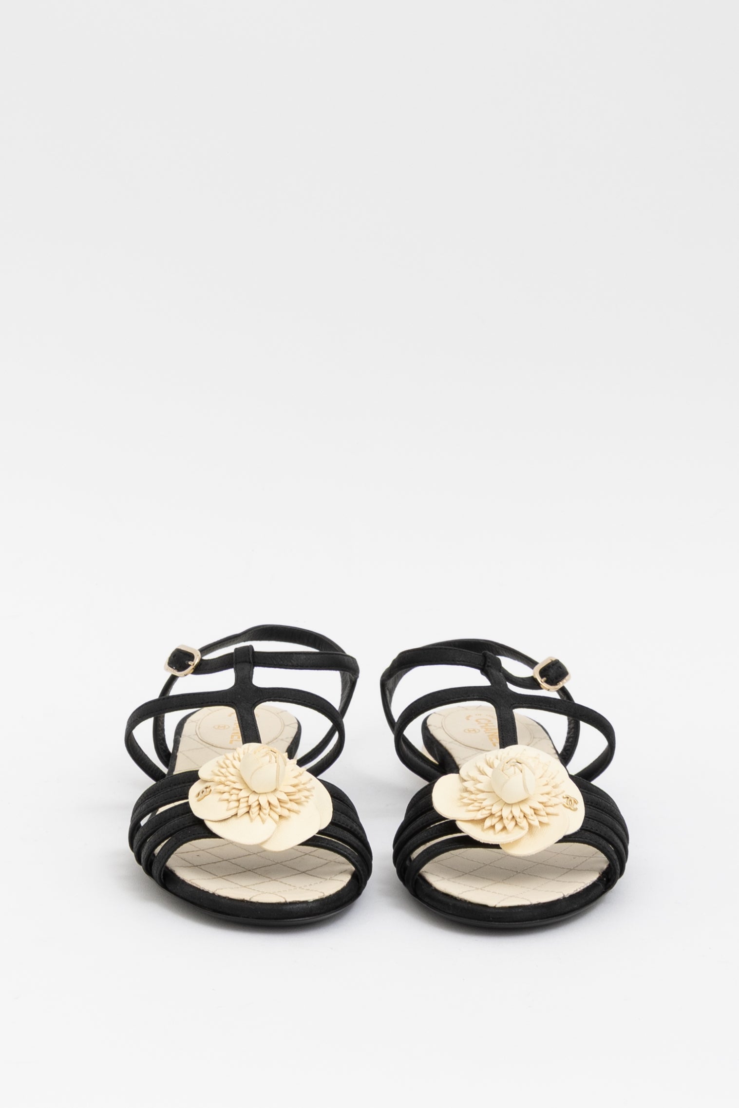 Sandals with Cream Camellias