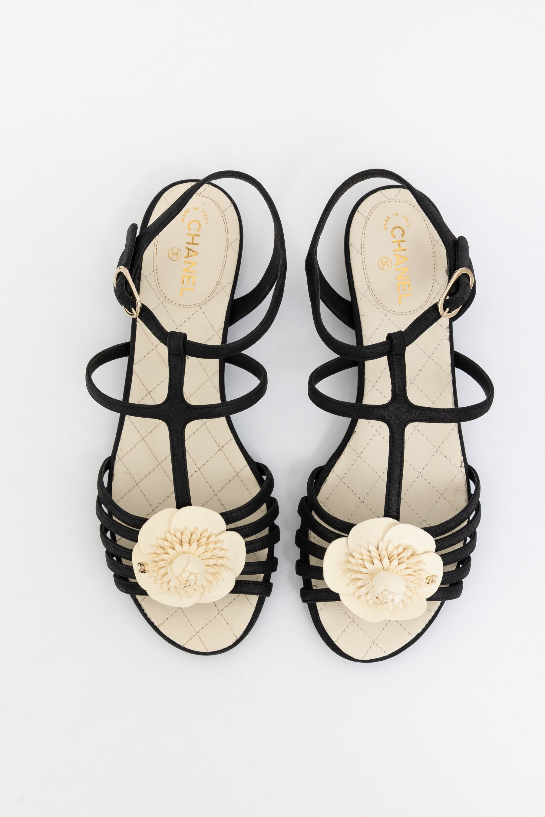 Sandals with Cream Camellias