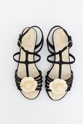 Sandals with Cream Camellias