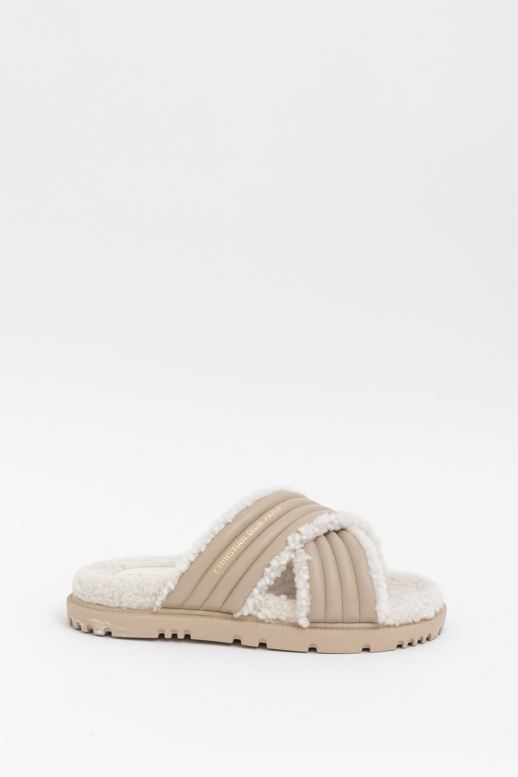 Platform Shearling D-Cross Slides
