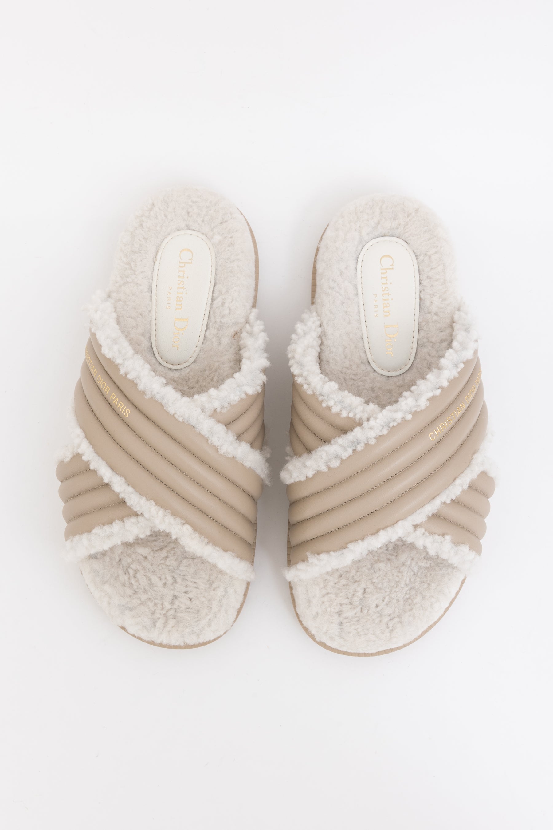 Platform Shearling D-Cross Slides