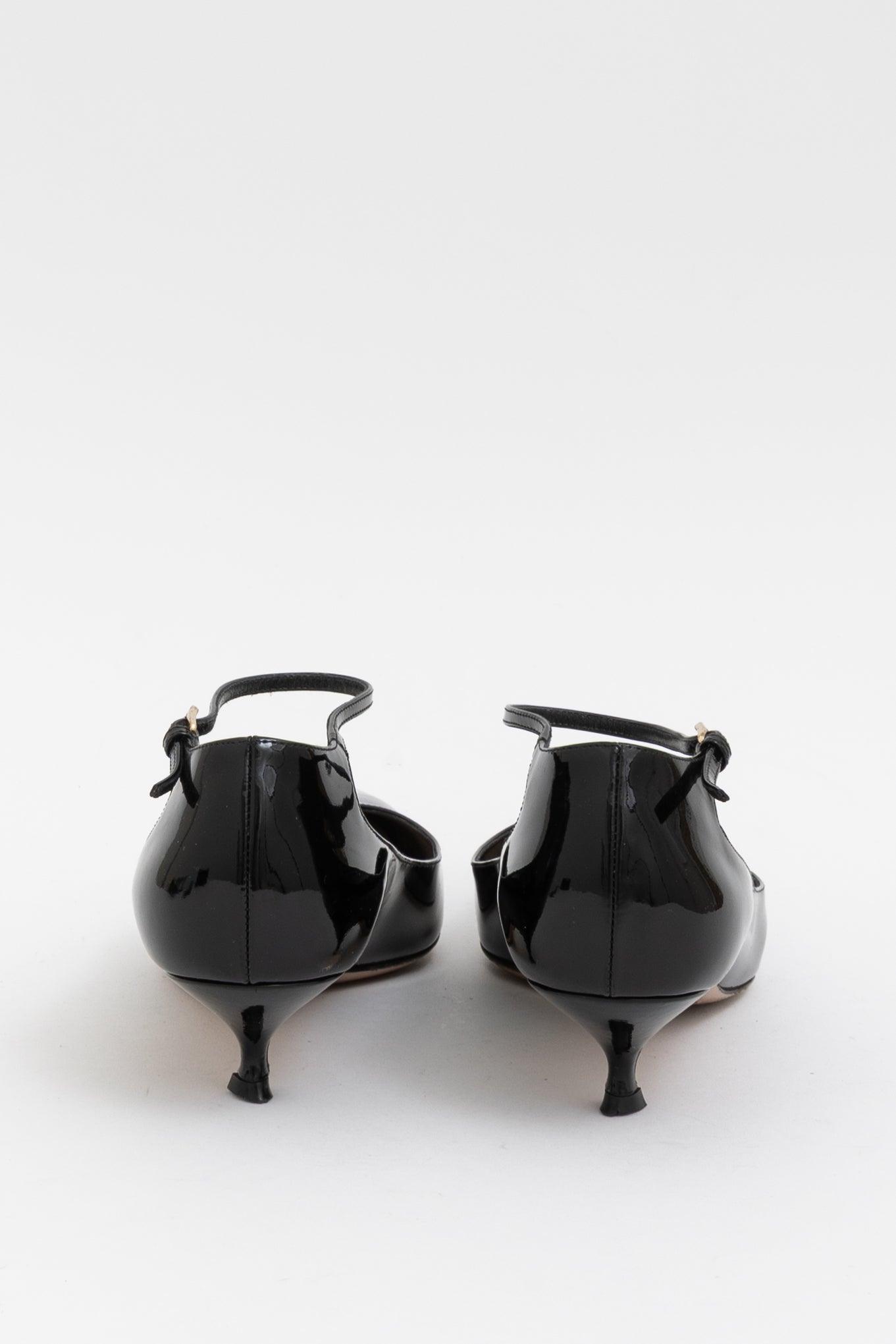 Pointed-Toe Ankle Strap Kitten Heel Pumps