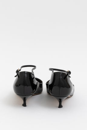 Pointed-Toe Ankle Strap Kitten Heel Pumps