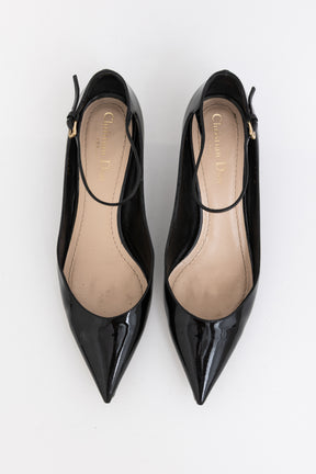 Pointed-Toe Ankle Strap Kitten Heel Pumps