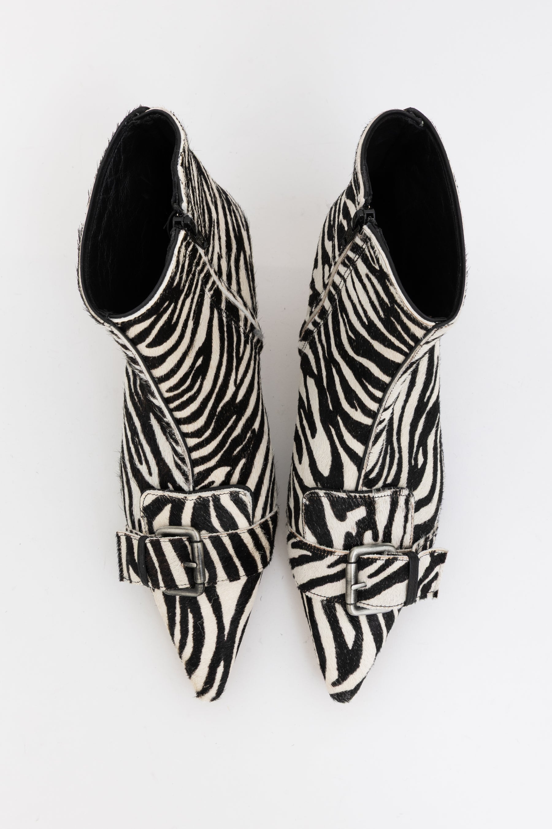 Ickle Zebra-Print Buckle Ankle Boots