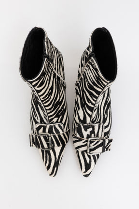 Ickle Zebra-Print Buckle Ankle Boots