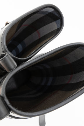 Equestrian Belted Black Rain Boots